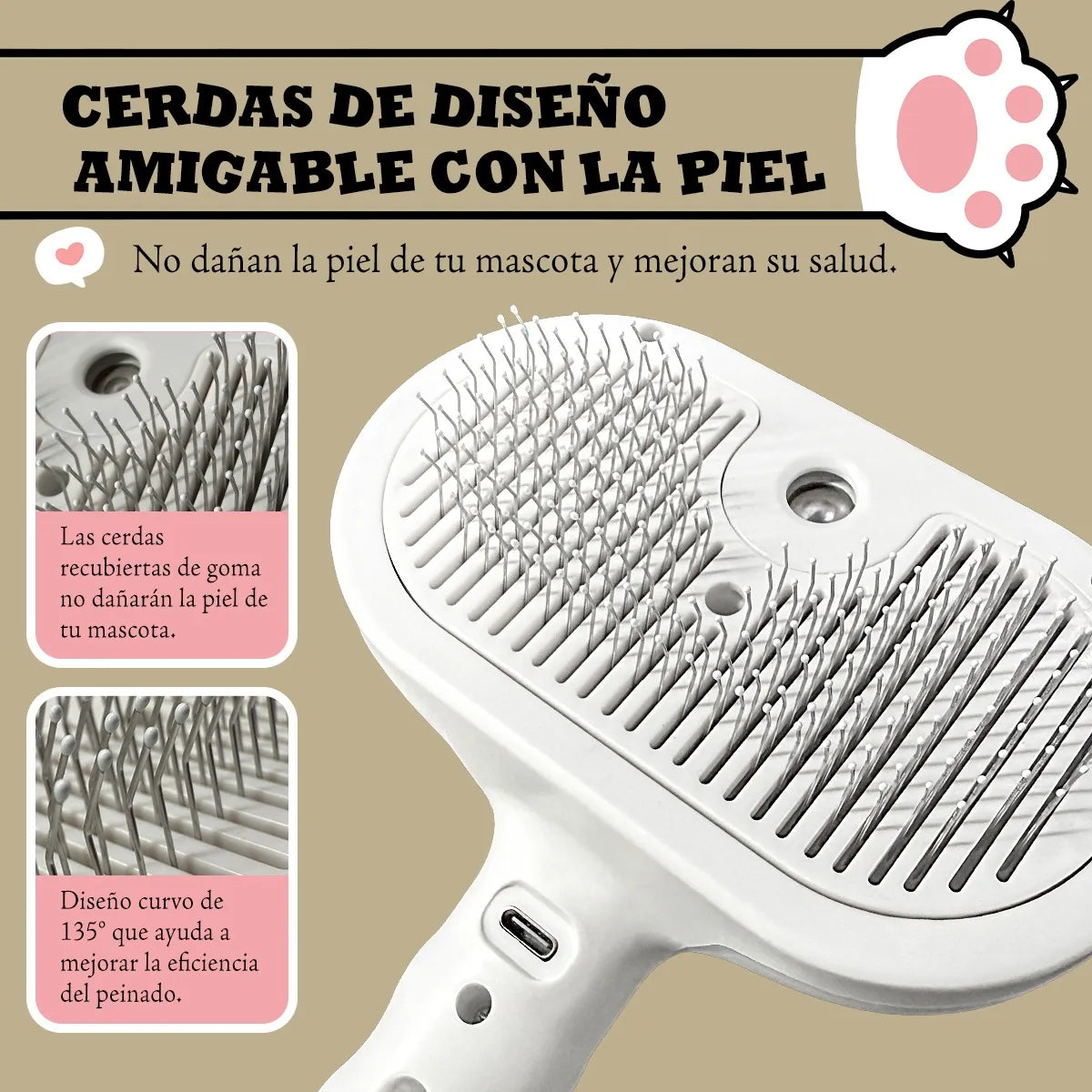 DEPILACIÓN CEPILLO DE VAPOR TIPO PULSADOR PARA GATO/PERRO.🐶😺