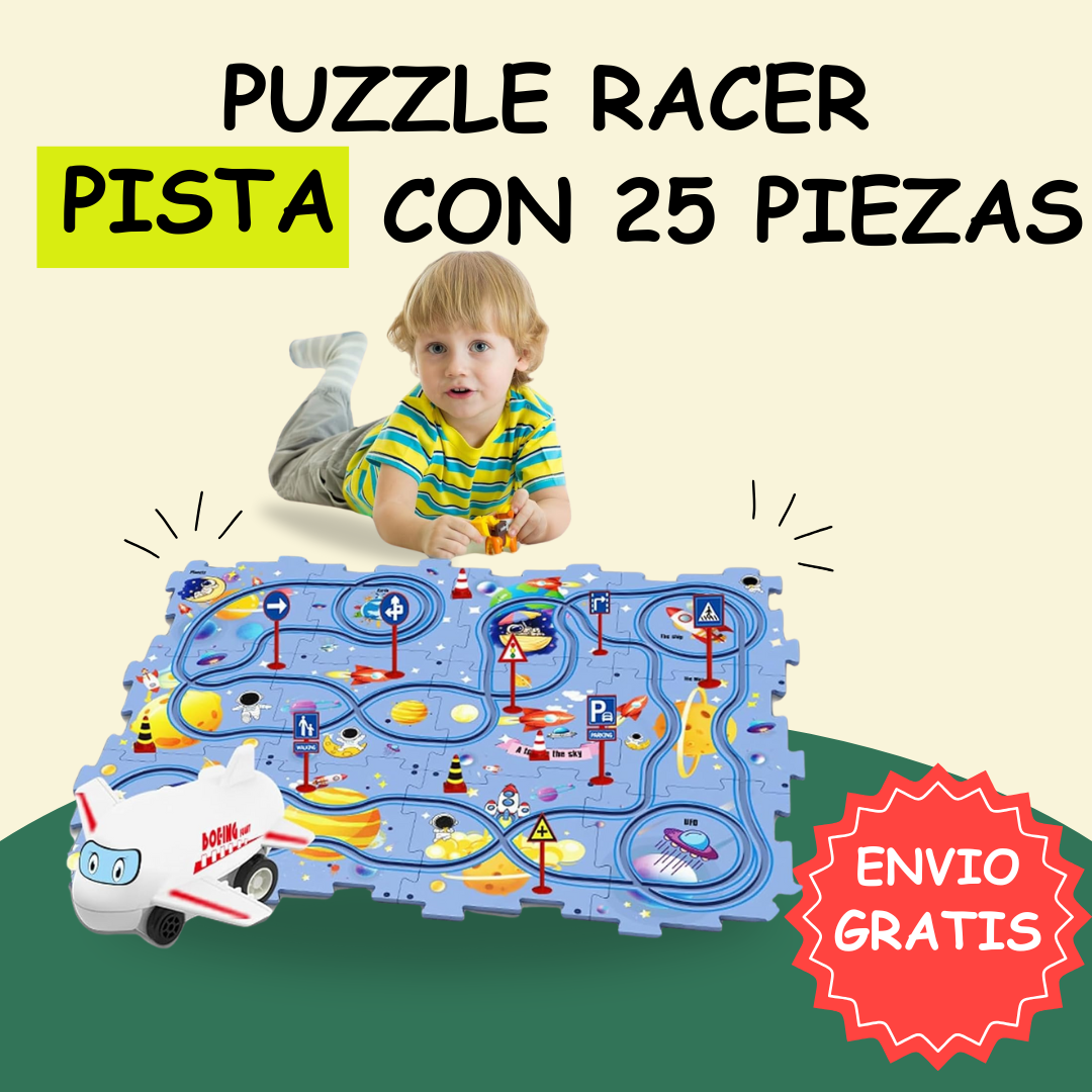 PUZZLERACER- 25 PIEZAS GRANDES + 1 COCHE ELECTRICO