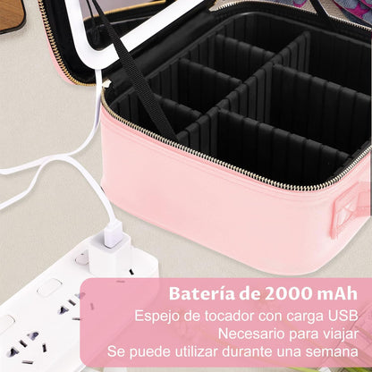 ESTUCHE ORGANIZADOR PARA MAQUILLAJE CON LUZ LED