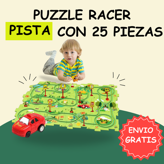 PUZZLERACER- 25 PIEZAS GRANDES + 1 COCHE ELECTRICO